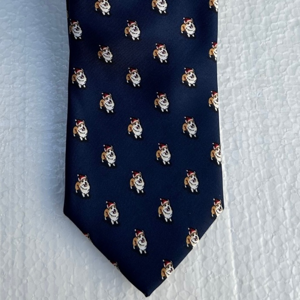 Tommy Hilfiger Neck Tie Dog Print Blue Novelty Puppy Design